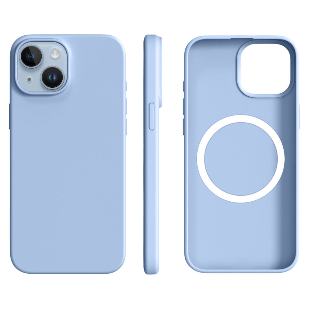 (Iphone 14, Haze ) For Iphone 14/13 Case Compatible With Magsafe Ultra Thin Liquid Silicone+Pc Phone Cover Blue 6914286312266
