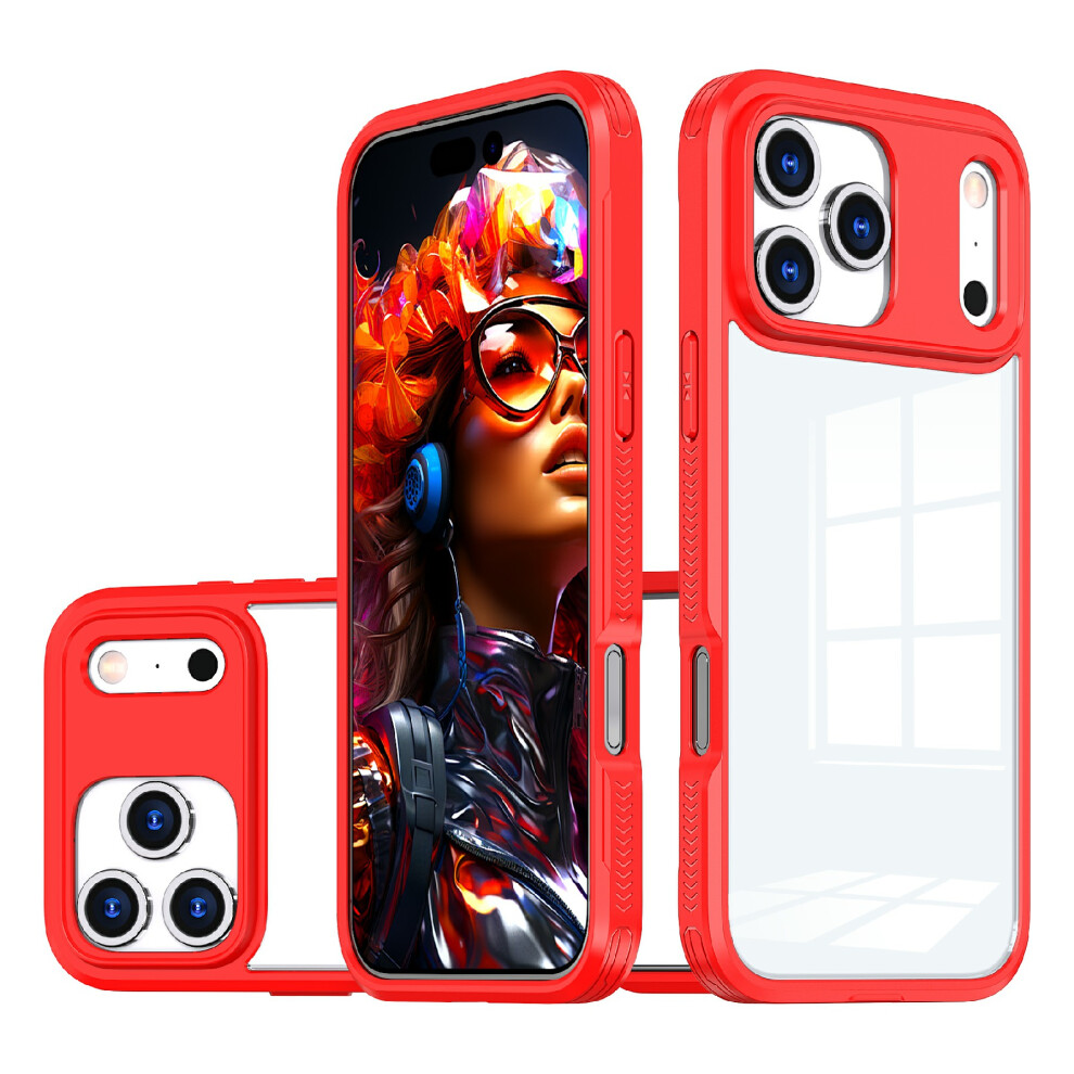 (Iphone 17 Pro Max, ) For Iphone 17 Pro Max Case Ultra Slim Tpu Pc Clear Phone Back Cover Red 6914281250952