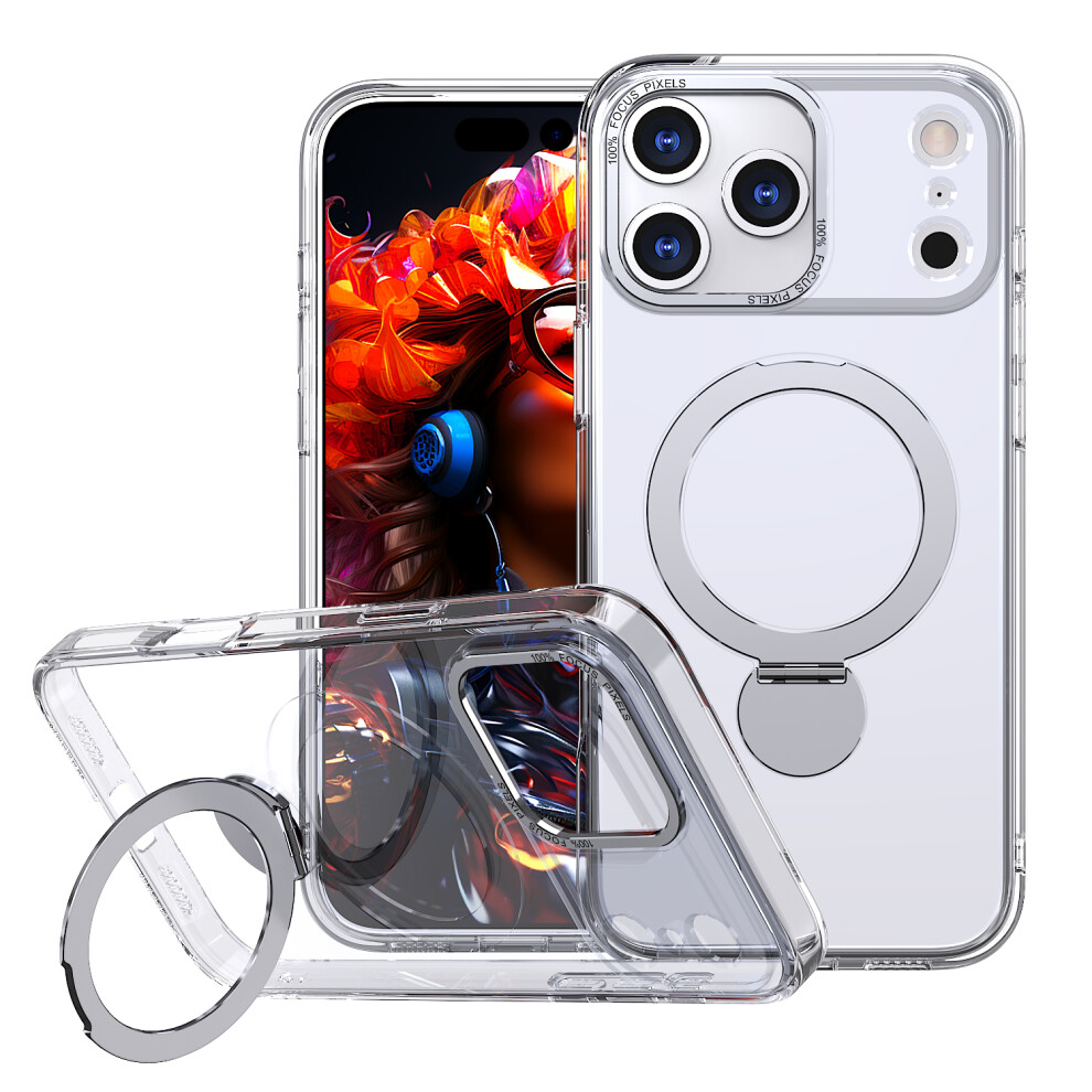 (Iphone 17 Pro, Transparent) For Iphone 17 Pro Case Compatible With Magsafe Ring Kickstand Tpu Pc Clear Phone Back Cover 6914284290481