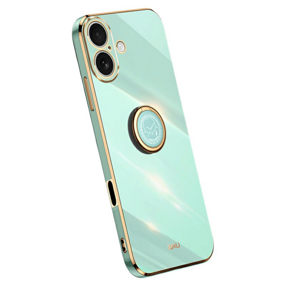(Iphone 17, Cyan) Xinli For Iphone 17 Case Ring Kickstand Electroplating Tpu Phone Cover Blue 6914280794198