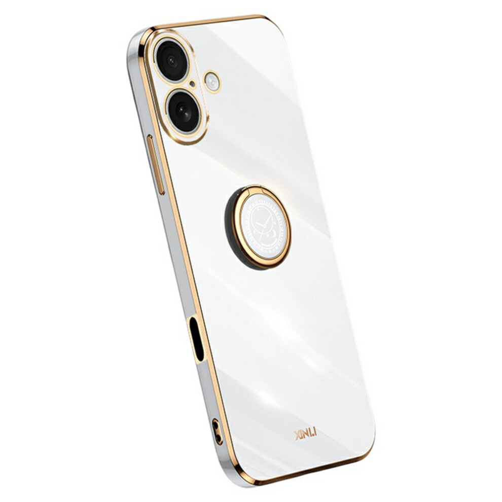 (Iphone 17, ) Xinli For Iphone 17 Case Ring Kickstand Electroplating Tpu Phone Cover White 6914287206144