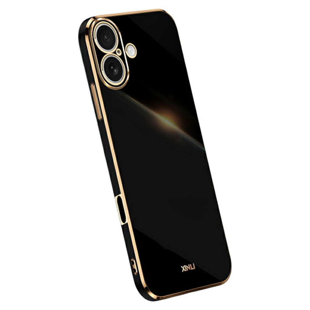 (Iphone 17, ) Xinli For Iphone 17 Case Tpu Phone Cover With Electroplating Frame Black 6914289157994