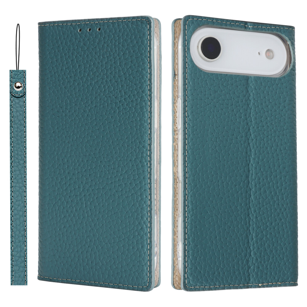 (Iphone Air, Sky ) For Iphone Air Wallet Case Genuine Cow Leather Phone Cover Litchi Texture Blue 6914281406960