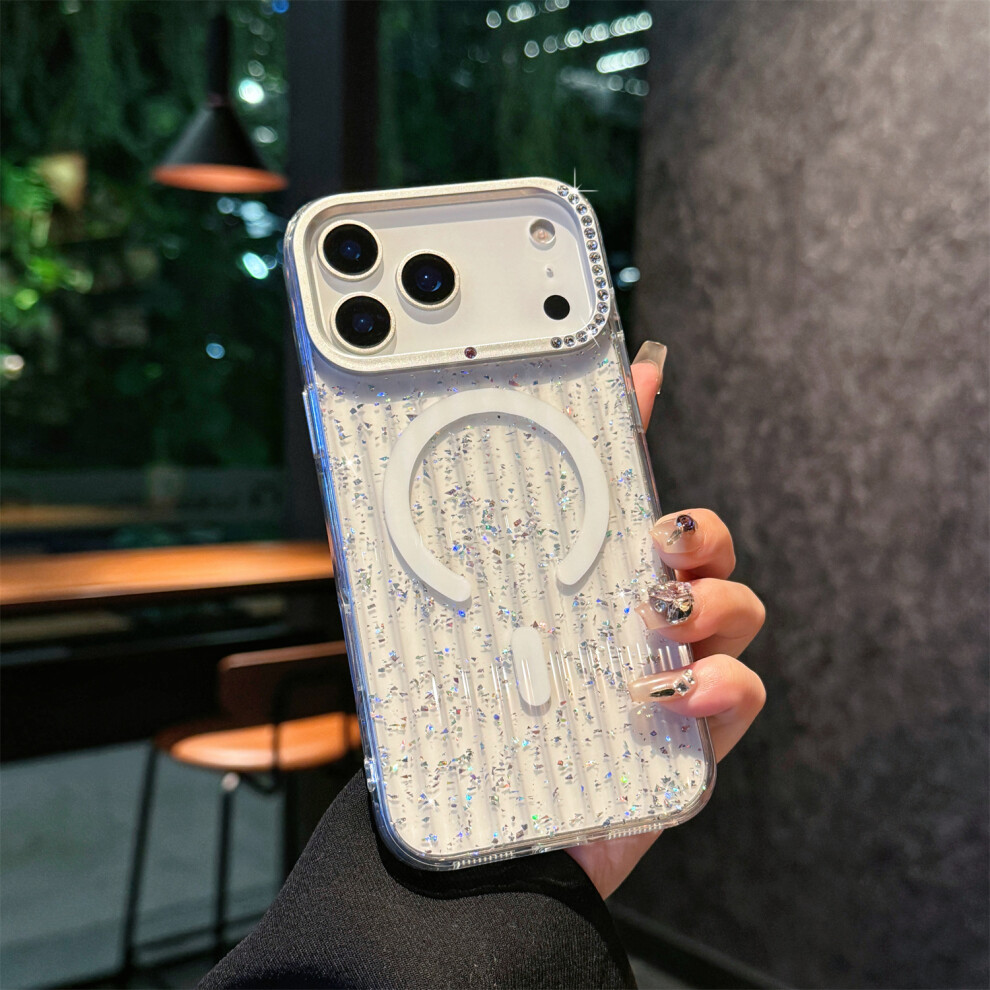 (Iphone 17 Pro, Transparent) For Iphone 17 Pro Magnetic Case Imd Glitter Glacier Texture Tpu Pc Phone Back Cover 6914288793919