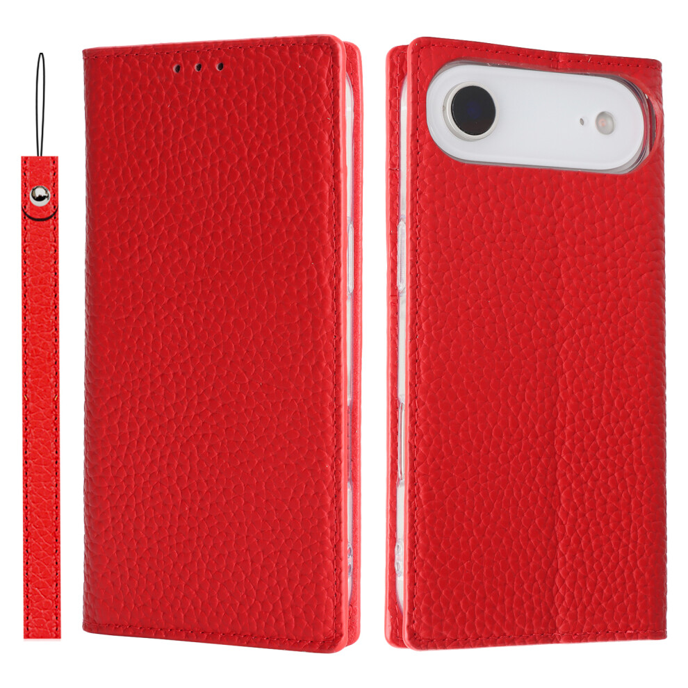 (Iphone Air, ) For Iphone Air Wallet Case Genuine Cow Leather Phone Cover Litchi Texture Red 6914281300633
