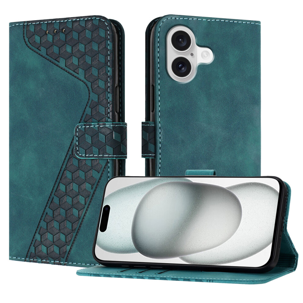 (Iphone 17, ) For Iphone 17 Leather Case 7-Shaped Pattern Wallet Stand Shockproof Phone Cover Green 6914288688291