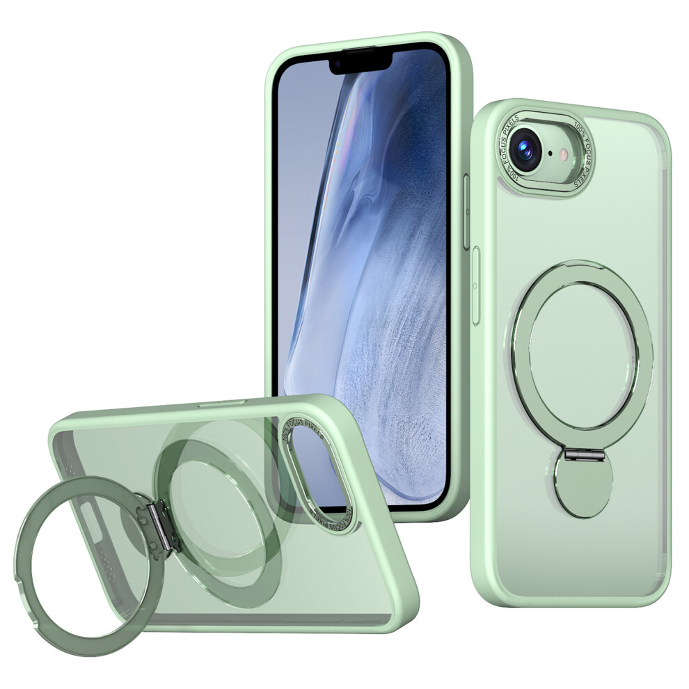 (Iphone 16E, ) For Iphone 16E Case Compatible With Magsafe Ring Kickstand Tpu Pc Clear Phone Back Cover Green 6914281394021