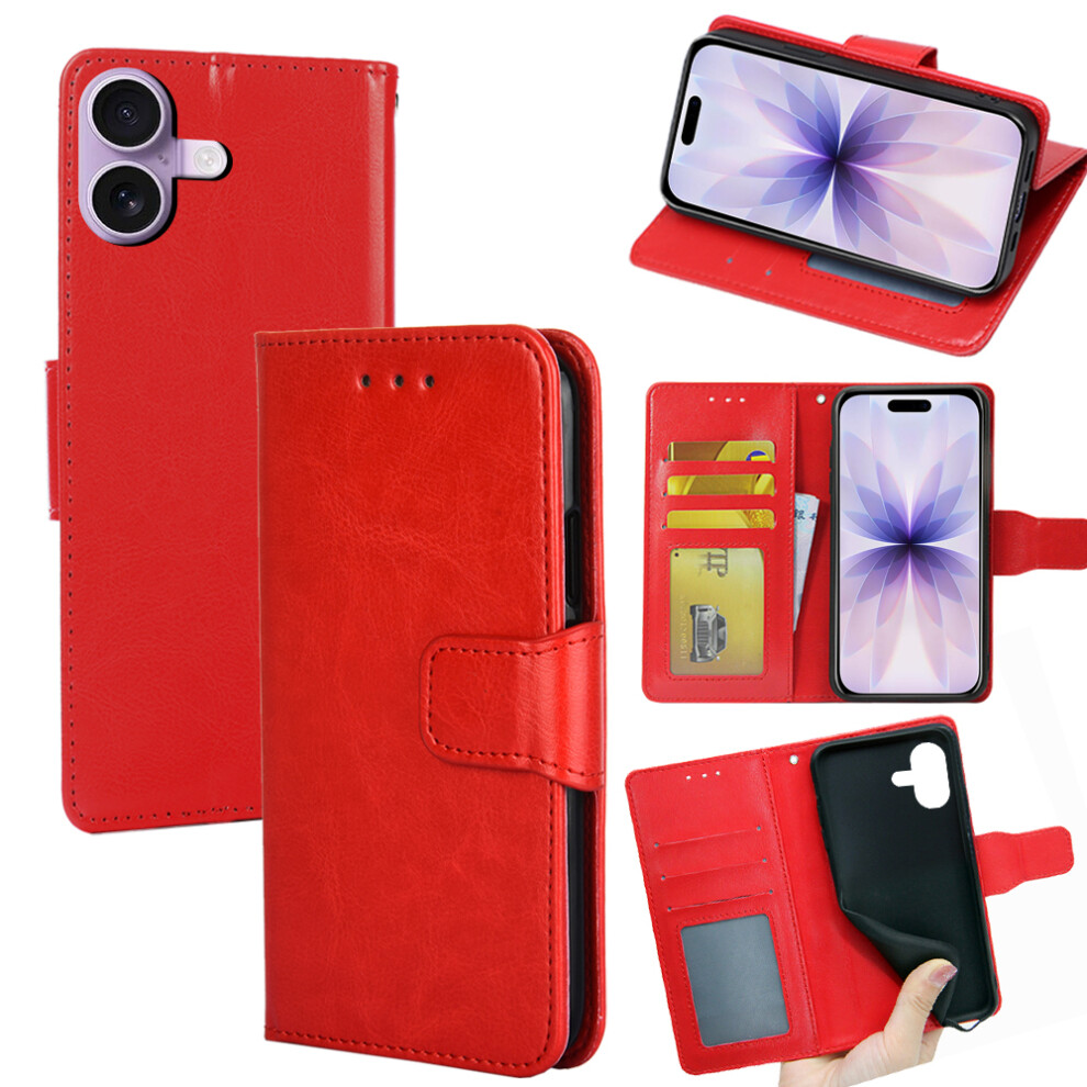 (Iphone 17, ) For Iphone 17 Case Wallet Pu Leather+Tpu Folding Stand Phone Cover Red 6914289279306