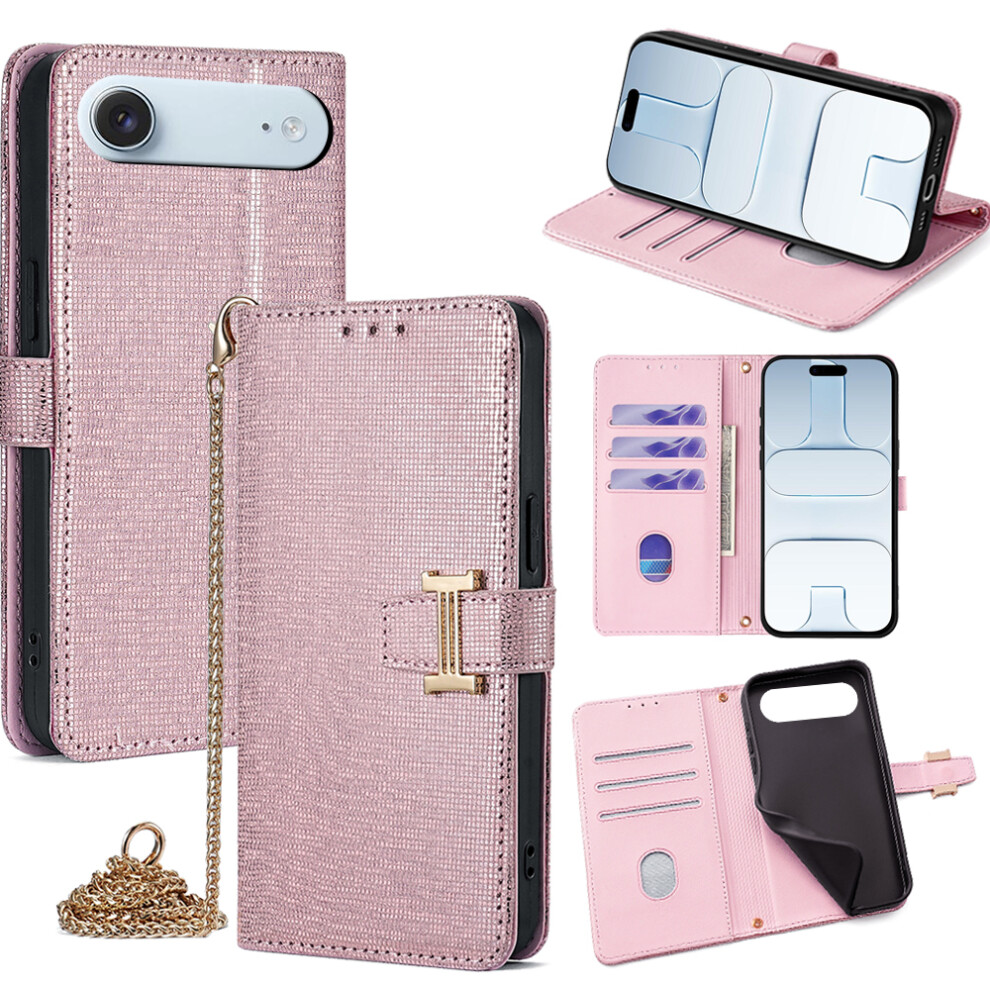 (Iphone Air, Rose ) For Iphone Air Case Wallet Sequins Leather Crossbody Phone Cover Gold 6914285914072