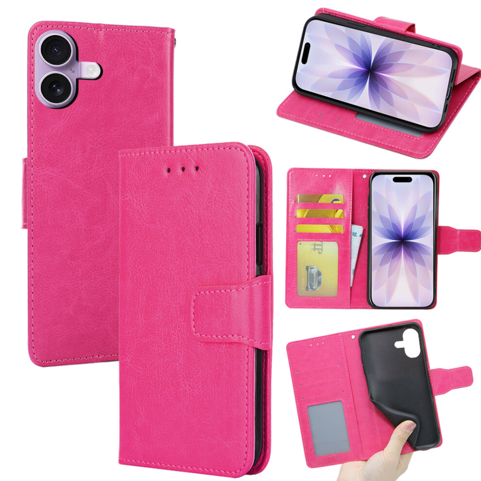 (Iphone 17, Rose) For Iphone 17 Case Wallet Pu Leather+Tpu Folding Stand Phone Cover 6914287637528