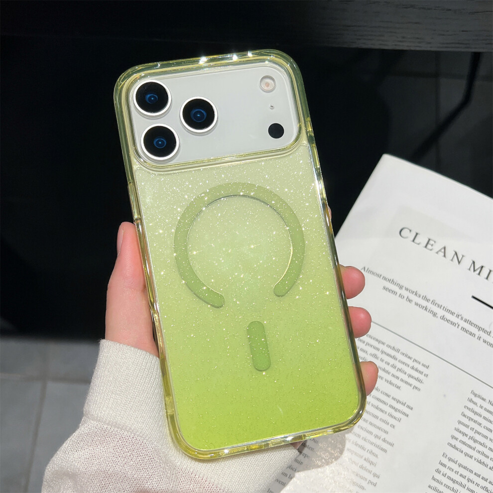 (Iphone 17 Pro, Transparent ) For Iphone 17 Pro Case Compatible With Magsafe Sparkling Glitter Pc+Tpu Phone Cover Yellow 6914282814061