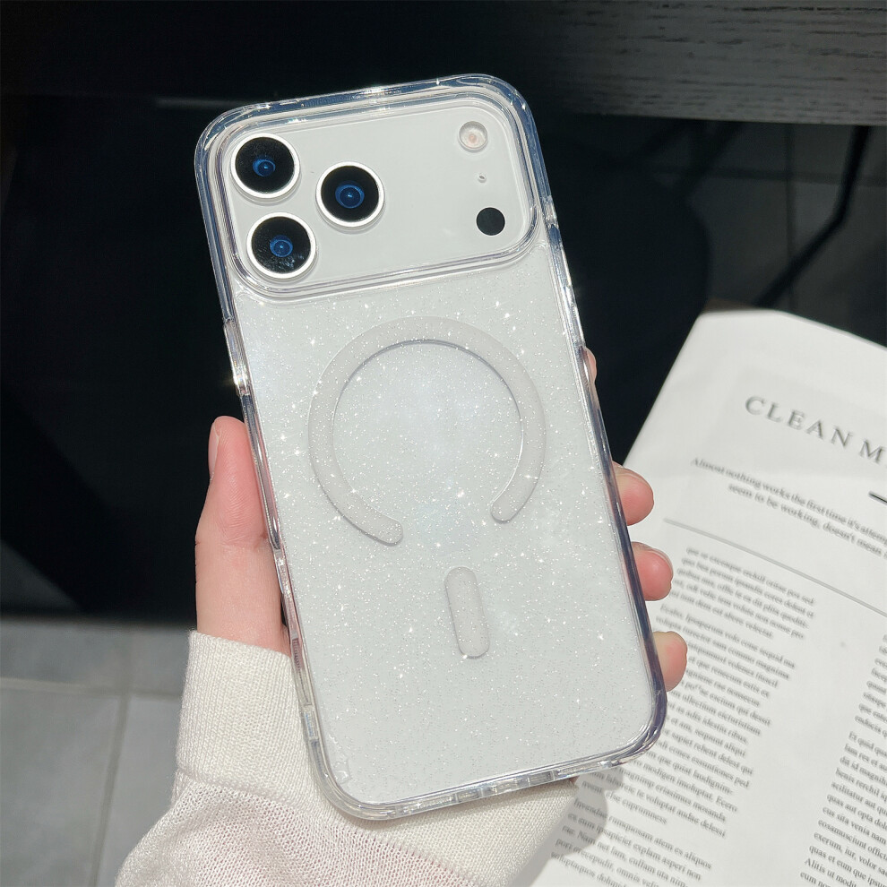 (Iphone 17 Pro, Transparent ) For Iphone 17 Pro Case Compatible With Magsafe Sparkling Glitter Pc+Tpu Phone Cover White 6914282754909