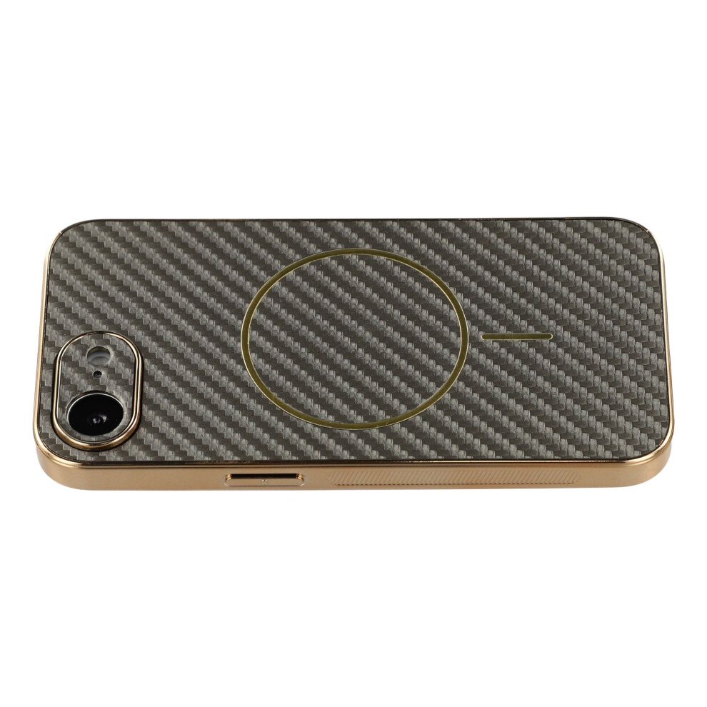 (Iphone 16E, Coffee) For Iphone 16E Phone Case Carbon Fiber Textured Electroplated Tpu Back Cover Brown 6914282637684
