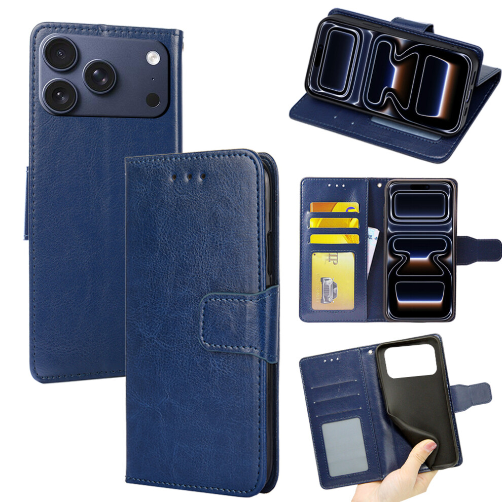 (Iphone 17 Pro, Sapphire) For Iphone 17 Pro Case Wallet Pu Leather+Tpu Folding Stand Phone Cover Blue 6914287120426