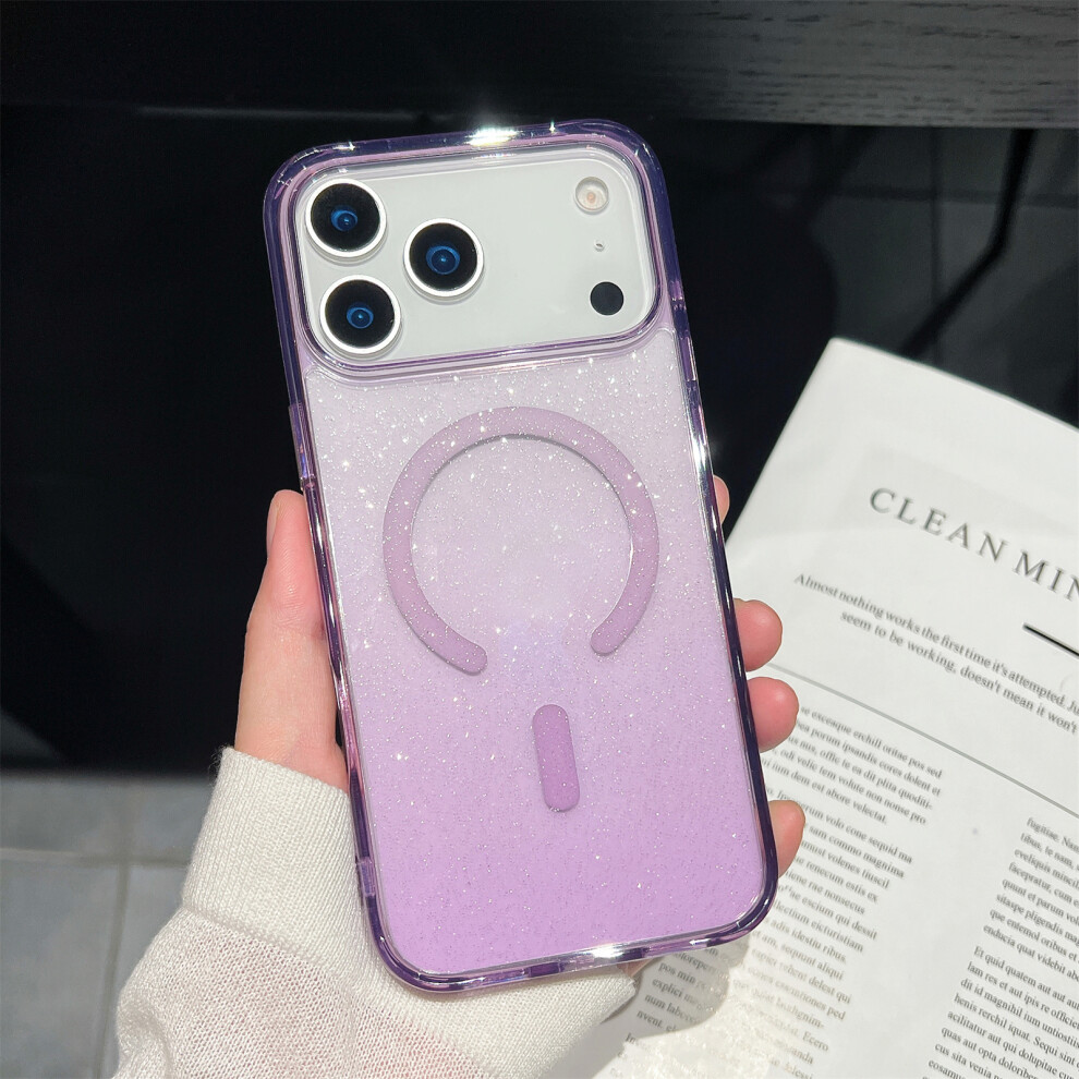 (Iphone 17 Pro, Transparent ) For Iphone 17 Pro Case Compatible With Magsafe Sparkling Glitter Pc+Tpu Phone Cover Purple 6914282269915