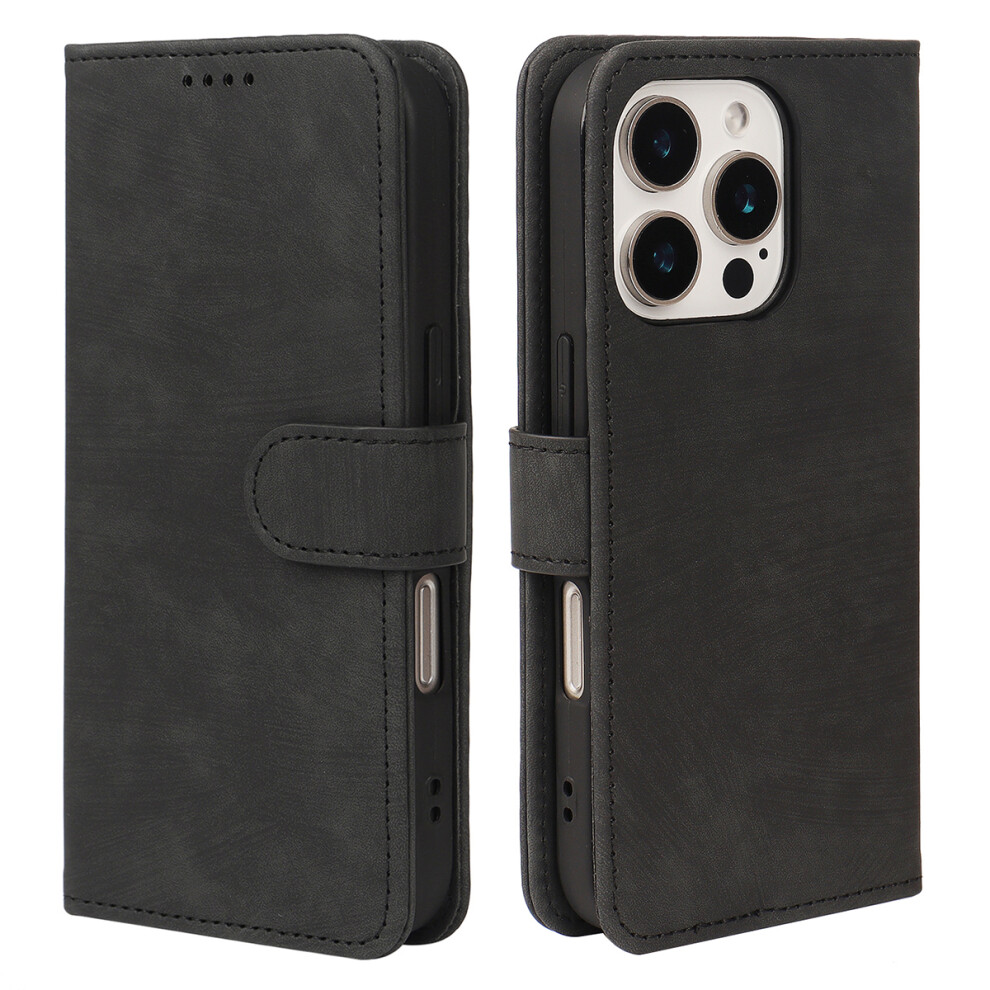 (Iphone 16 Pro Max, ) For Iphone 16 Pro Max Case Flip Wallet Striped Texture Leather Phone Cover Black 6914286815712