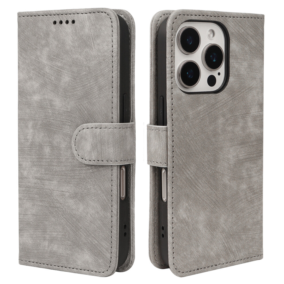 (Iphone 16 Pro Max, ) For Iphone 16 Pro Max Case Flip Wallet Striped Texture Leather Phone Cover Grey 6914281967515