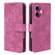 (iPhone 16, Rose) For iPhone 16 Case Flip Wallet Striped Texture Leather Phone Cover