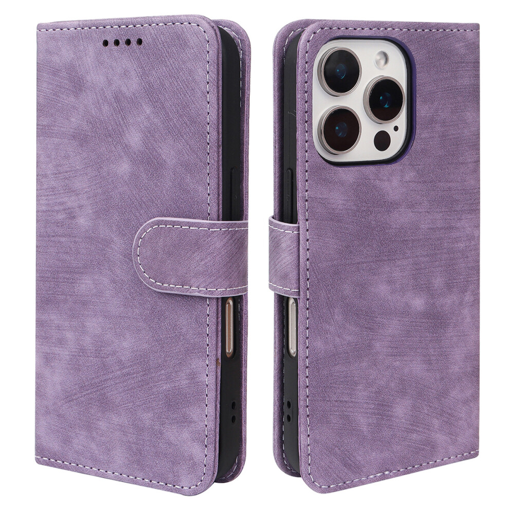 (Iphone 16 Pro, ) For Iphone 16 Pro Case Flip Wallet Striped Texture Leather Phone Cover Purple 6914286067012