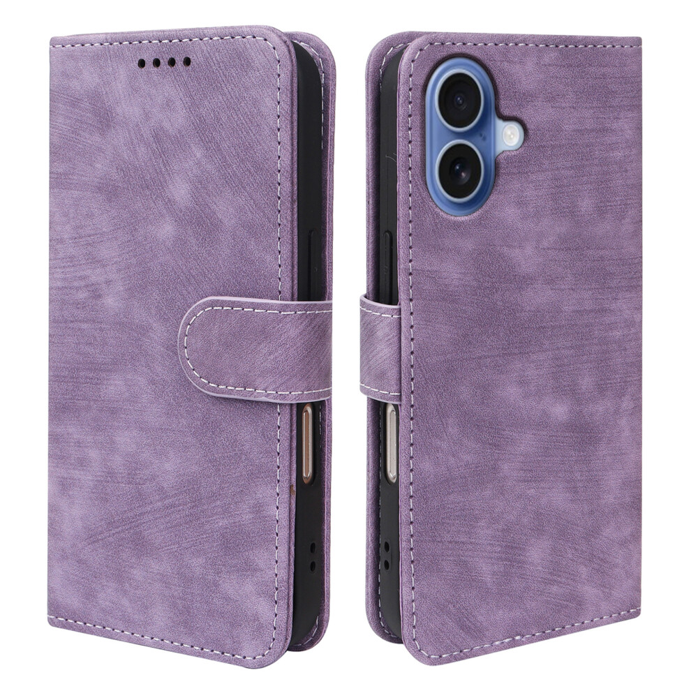 (Iphone 17, ) For Iphone 17 Case Flip Wallet Striped Texture Leather Phone Cover Purple 6914287236981