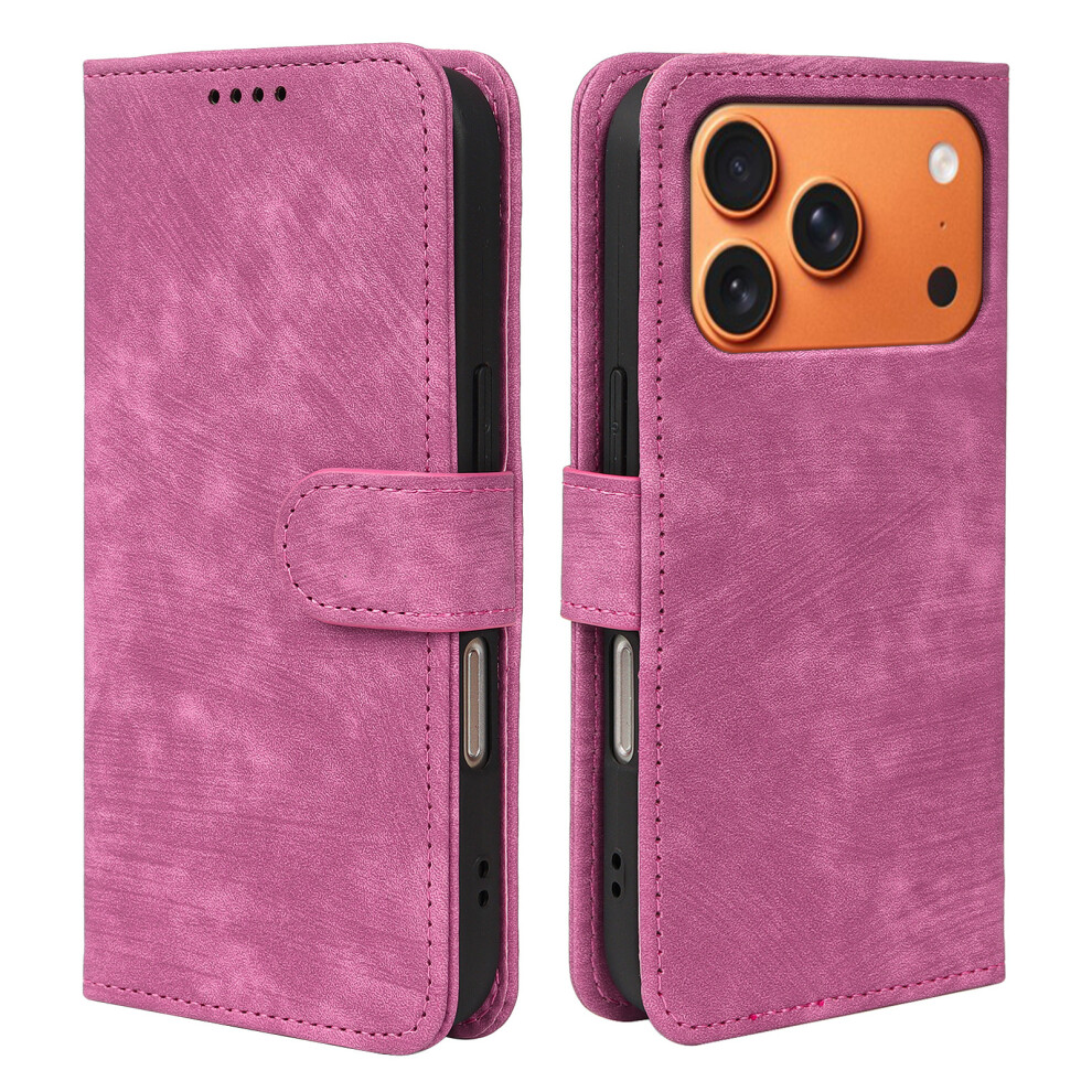 (Iphone 17 Pro Max, Rose) For Iphone 17 Pro Max Case Flip Wallet Striped Texture Leather Phone Cover 6914280971964