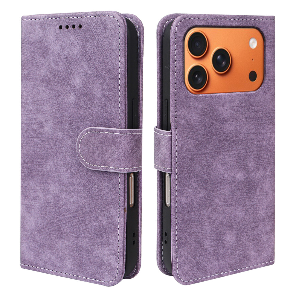 (Iphone 17 Pro Max, ) For Iphone 17 Pro Max Case Flip Wallet Striped Texture Leather Phone Cover Purple 6914283414994