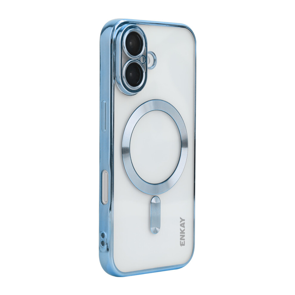 (Iphone 17, ) For Iphone 17 Magnetic Clear Case Enkay Hat Prince Shockproof Tpu Phone Cover With Lens Film Blue 6914281561348