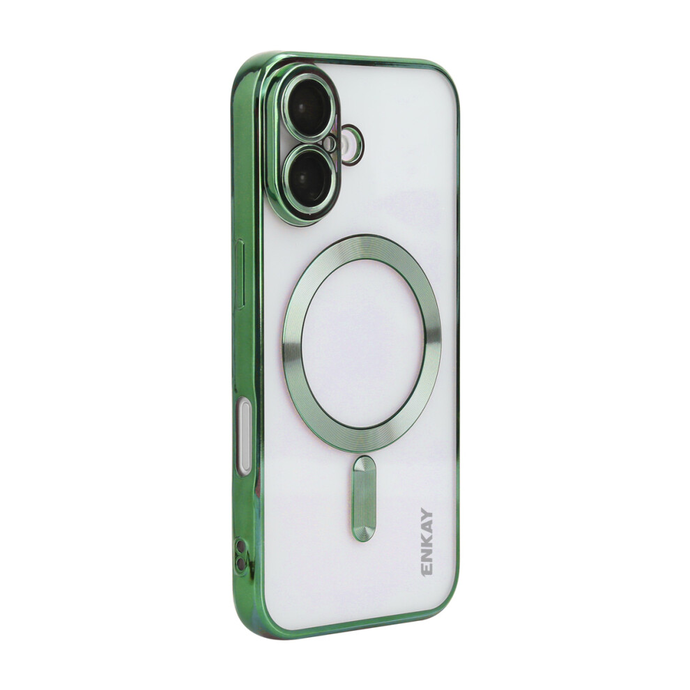 (Iphone 17, ) For Iphone 17 Magnetic Clear Case Enkay Hat Prince Shockproof Tpu Phone Cover With Lens Film Green 6914286091215