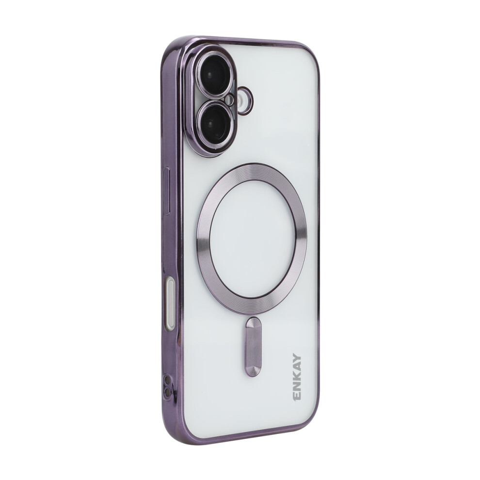(Iphone 17, ) For Iphone 17 Magnetic Clear Case Enkay Hat Prince Shockproof Tpu Phone Cover With Lens Film Purple 6914283954032