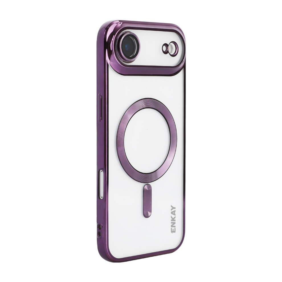 (Iphone Air, ) For Iphone Air Magnetic Clear Case Enkay Hat Prince Shockproof Tpu Phone Cover With Lens Film Purple 6914282743927
