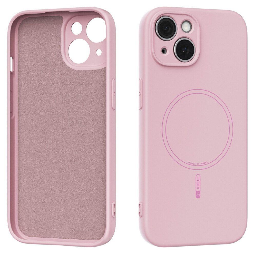 (Iphone 15, ) Abeel For Iphone 15 Case Compatible With Magsafe Skin Touch Liquid Silicone Phone Back Cover Pink 6914281205211