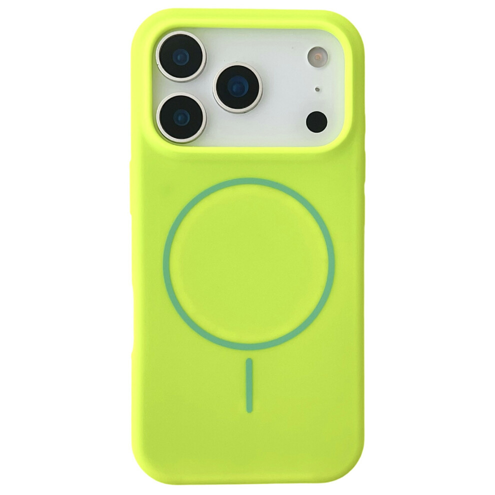 (Iphone 17 Pro, Fluorescent ) For Iphone 17 Pro Case Compatible With Magsafe Liquid Silicone Anti-Drop Phone Cover Green 6914289212280