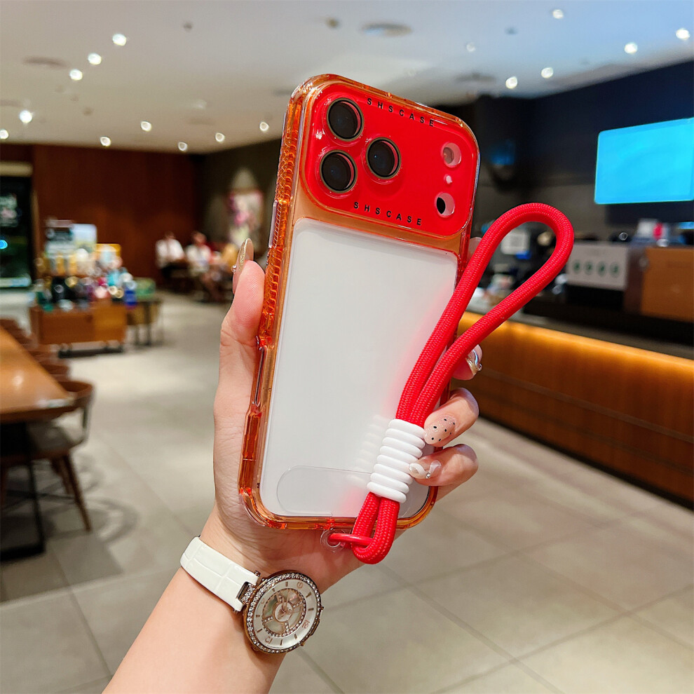 (Iphone 17 Pro Max, ) For Iphone 17 Pro Max Case Clear Colorful Frame Drop-Proof Tpu+Pc Phone Back Cover With Lens Film/Strap Red 6914285610752