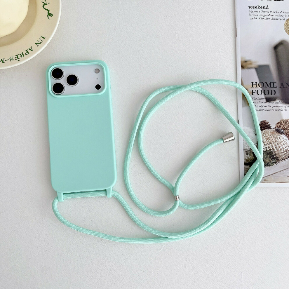 (Iphone 17 Pro, Mint ) For Iphone 17 Pro Case Liquid Silicone Protective Phone Cover With Crossbody Lanyard Green 6914284194222
