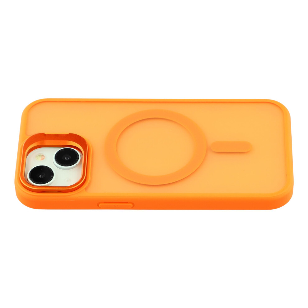(Iphone 15, ) For Iphone 15 Case Compatible With Magsafe Lens Kickstand Tpu+Pc Matte Phone Cover Orange 6914280164861