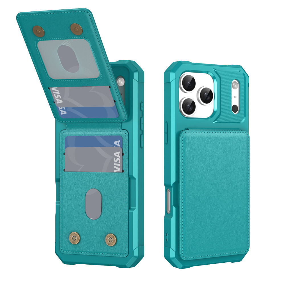 (Iphone 17 Pro, ) For Iphone 17 Pro Case With Card Slot Kickstand Pu Leather+Tpu Phone Cover Green 6914282769002