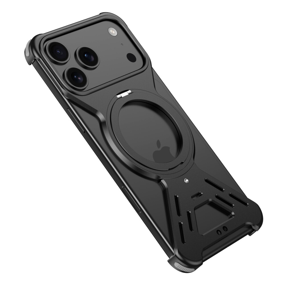 (Iphone 17 Pro, ) For Iphone 17 Pro Bumper Case Compatible With Magsafe Rotating Kickstand Metal Phone Cover Black 6914282664574