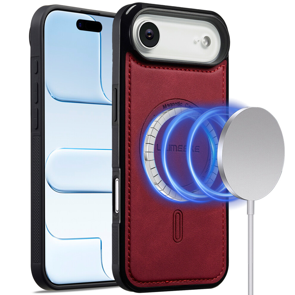 (Iphone Air, ) Lc.imeeke L6 For Iphone Air Case Pu Leather Coated Pc Tpu Phone Cover Compatible With Magsafe Red 6914286077905