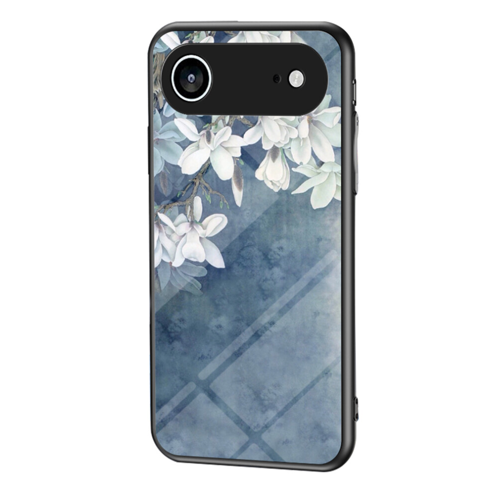 (Iphone Air, Chinese Rose) For Iphone Air Case Floral Pattern Tpu+Tempered Glass Protective Phone Cover 6914288615280