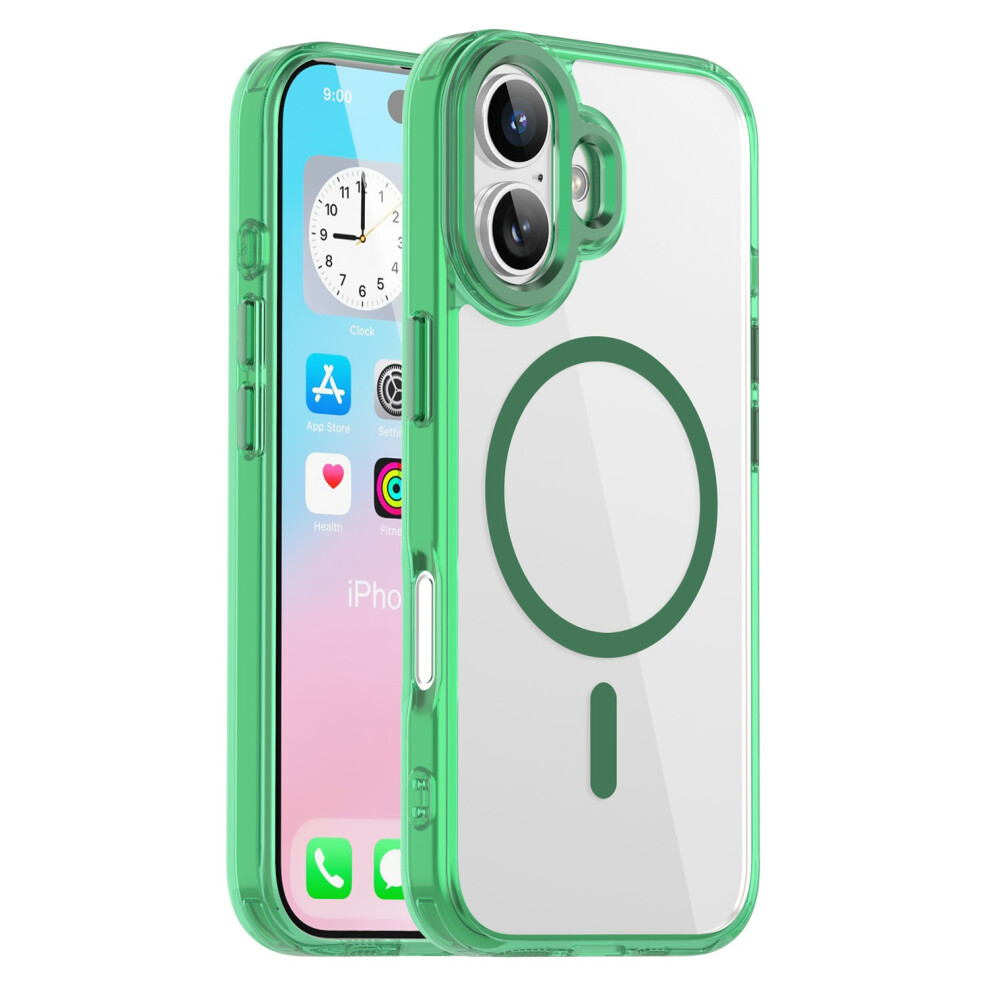 (Iphone 17, Transparent ) For Iphone 17 Case Compatible With Magsafe Tpu+Pc Transparent Phone Cover Green 6914285574771