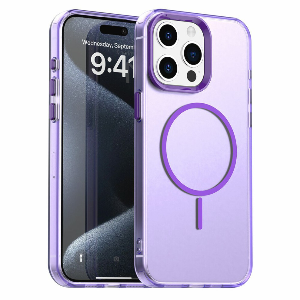 (Iphone 15 Pro Max, ) For Iphone 15 Pro Max Case Candy Color Pc+Tpu+Pet Phone Cover Compatible With Magsafe Purple 6914280569154