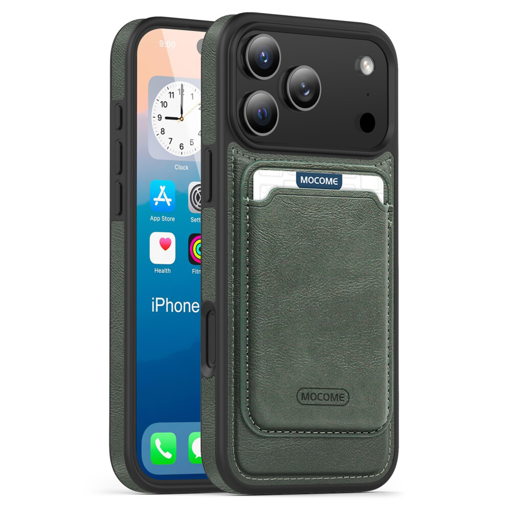 (Iphone 17 Pro Max, Blackish ) For Iphone 17 Pro Max Magnetic Case With Detachable Card Holder Tpu+Pu Leather Phone Back Cover Green 6914288323017