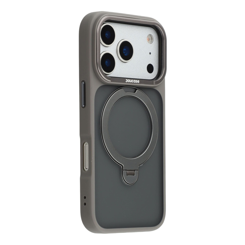 (Iphone 17 Pro, Titanium ) Jaucase For Iphone 17 Pro Case Rotating Kickstand Skin-Touch Matte Pc+Tpu Phone Cover Grey 6914287137141