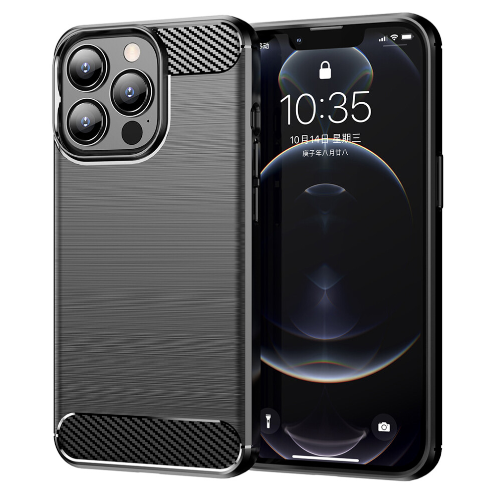 (Iphone 13 Pro, ) Amorus For Iphone 13 Pro Case Carbon Fiber Texture Brushed Protective Phone Cover Black 6914286992321