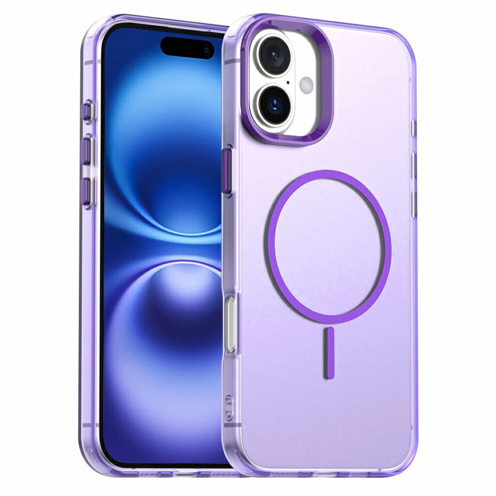 (Iphone 16, ) For Iphone 16 Case Candy Color Pc+Tpu+Pet Phone Cover Compatible With Magsafe Purple 6914283939350