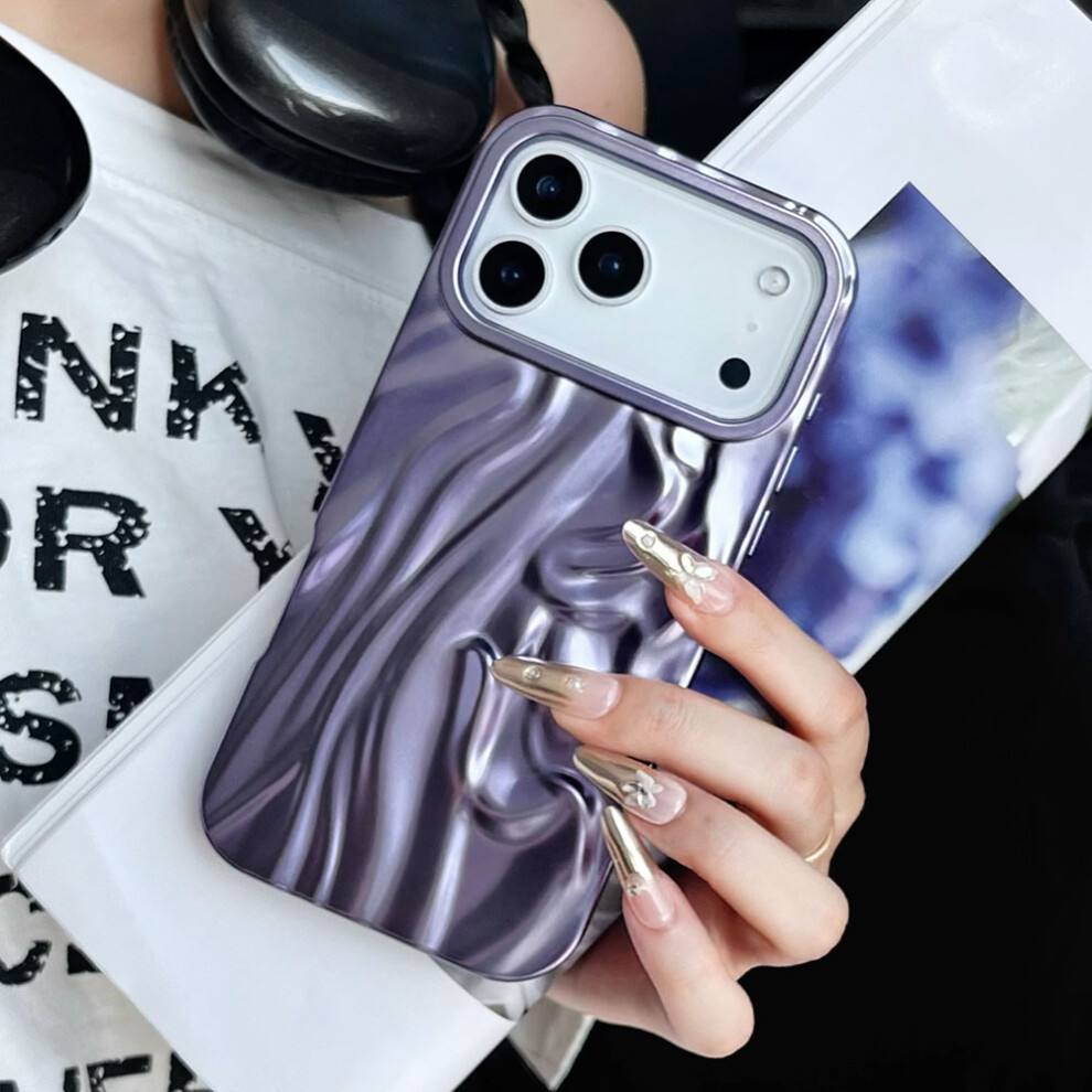 (Iphone 17 Pro Max, ) For Iphone 17 Pro Max Case Wrinkled Matte Electroplated Tpu Phone Back Cover Purple 6914282806479