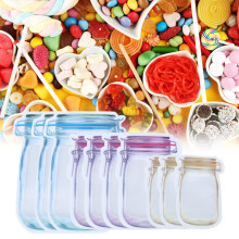Wiederverwendbare verschließbare Reißverschluss-Aufbewahrungsbeutel, Snack- & Lebensmittel-Spardose-Set (3L, 4M, 3S)