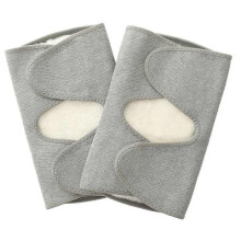 Warm Knee Pads Protector for Winter Sports - 2pcs Lengthened Elastic Wool Thermal Plush Kneecap in Light Grey, Size L