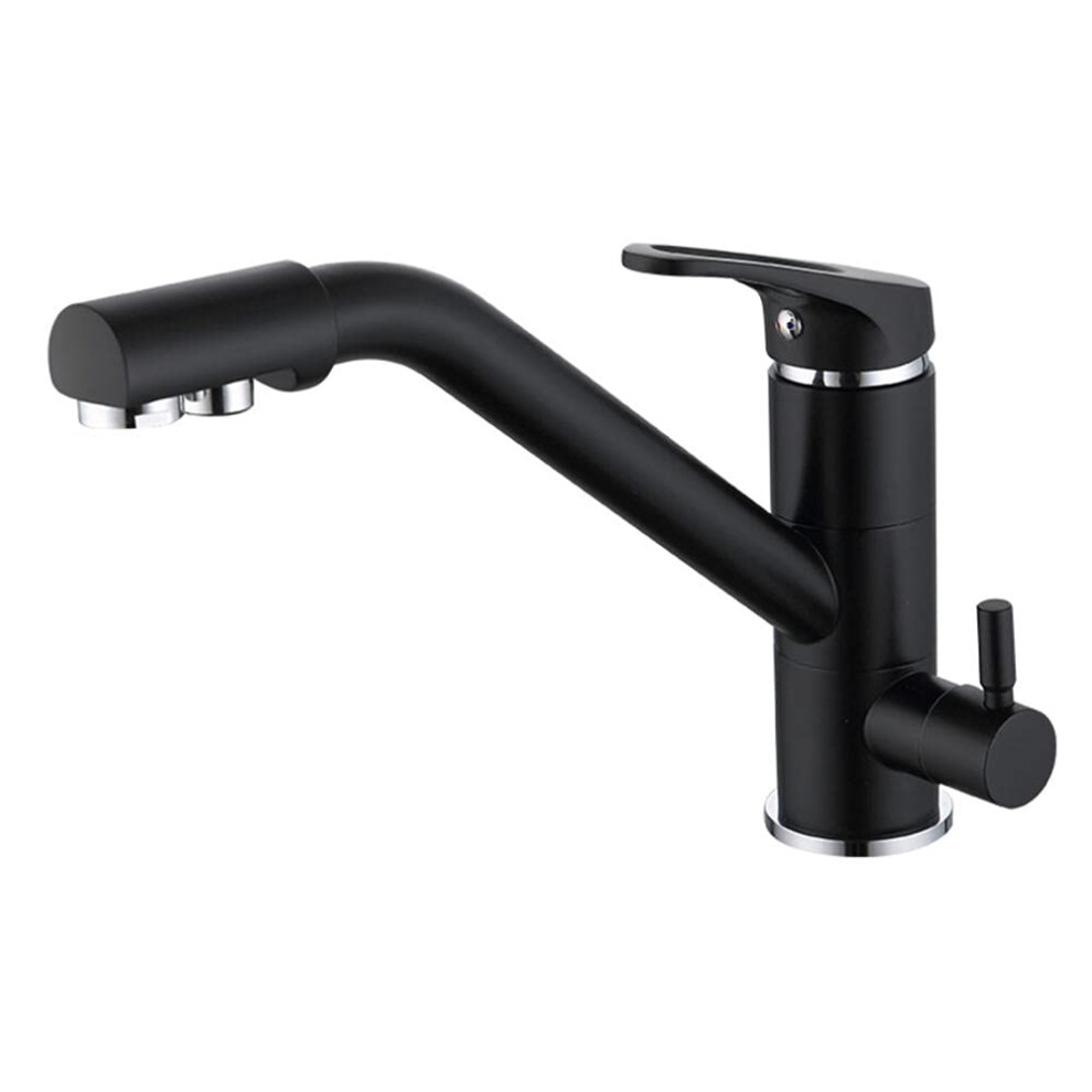 3 Way Kitchen Tap With Water Filter - 360 Swivel Black Sink Mixer Faucet, Stylish Drinking Water Purifier With Filtration System 9016109700094