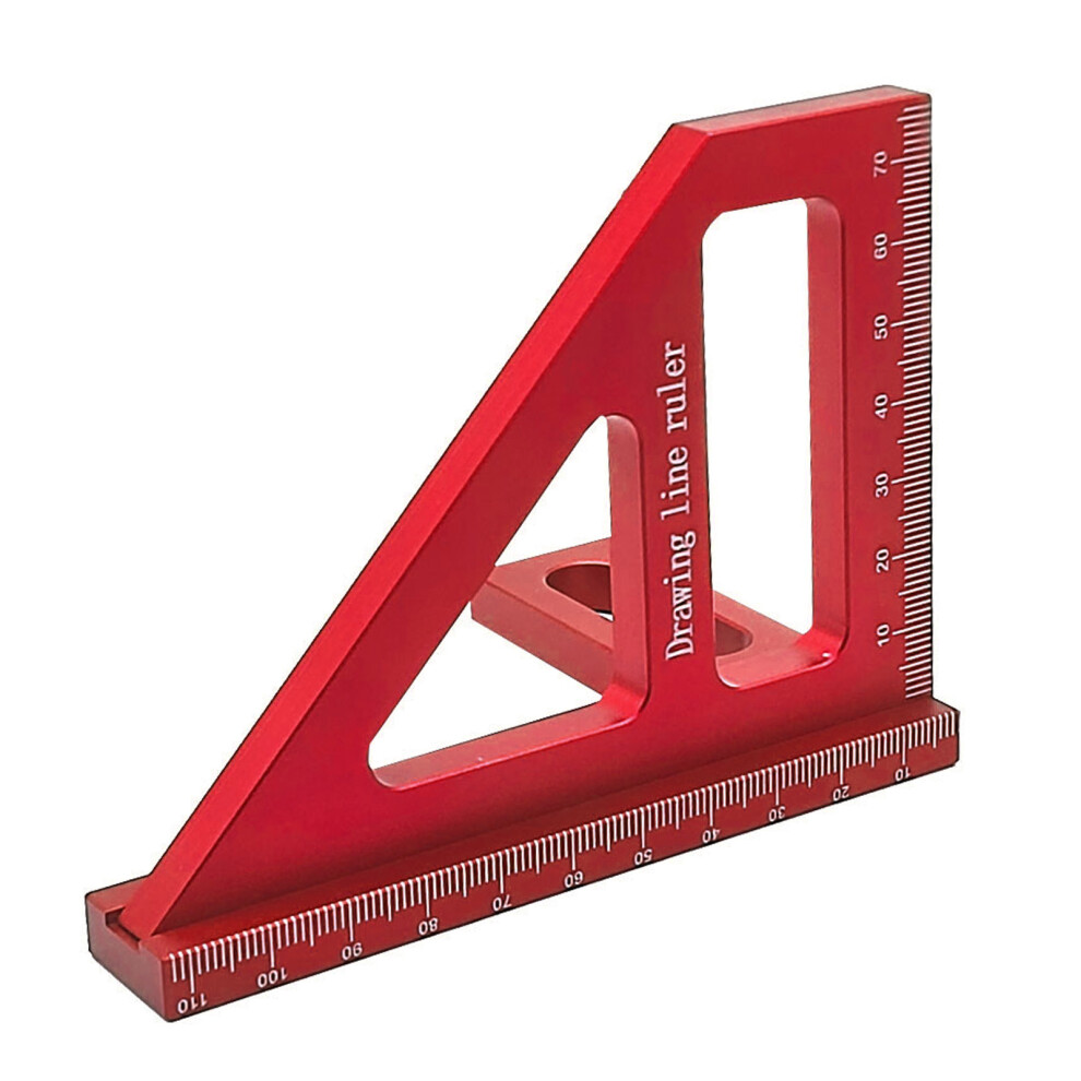 Aluminum 45/90 Miter Triangular Woodworking Square Protractor, Red 9431347279124